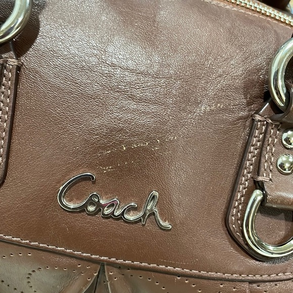 Coach Brown Perforated Leather Satchel - Picture 2 of 9